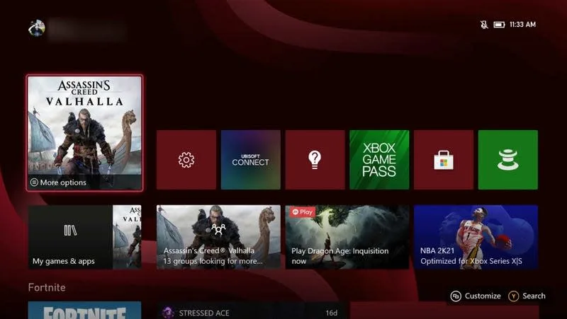 Aktueller Xbox Homescreen